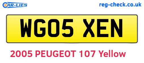 WG05XEN are the vehicle registration plates.