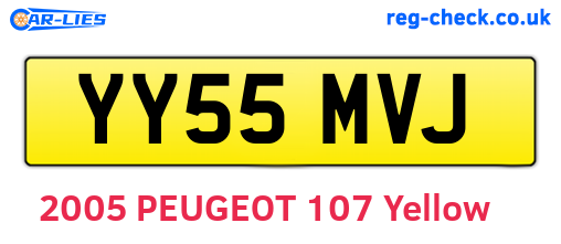 YY55MVJ are the vehicle registration plates.