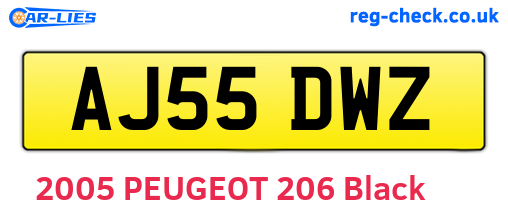 AJ55DWZ are the vehicle registration plates.