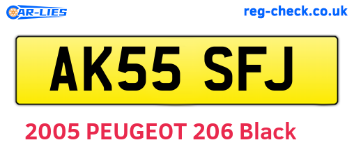 AK55SFJ are the vehicle registration plates.