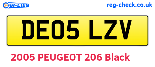DE05LZV are the vehicle registration plates.