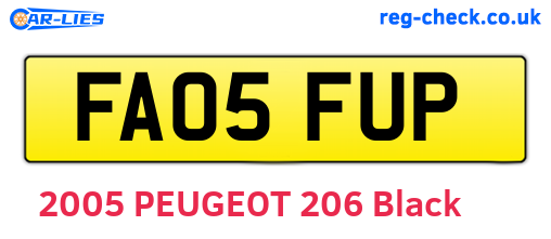 FA05FUP are the vehicle registration plates.