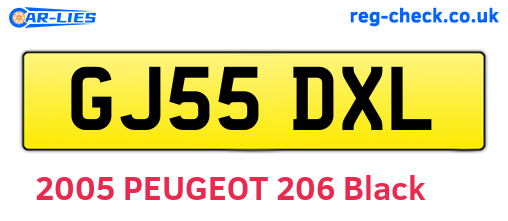GJ55DXL are the vehicle registration plates.