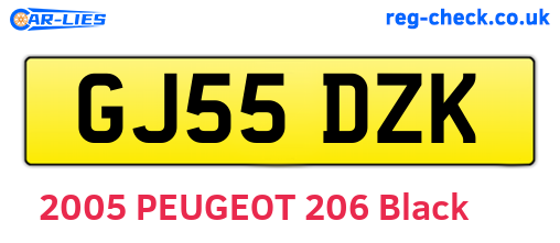 GJ55DZK are the vehicle registration plates.