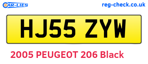 HJ55ZYW are the vehicle registration plates.