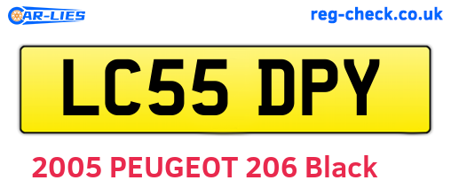 LC55DPY are the vehicle registration plates.