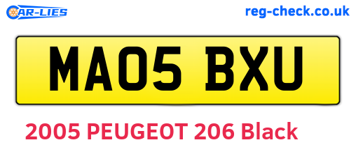 MA05BXU are the vehicle registration plates.