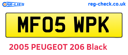 MF05WPK are the vehicle registration plates.