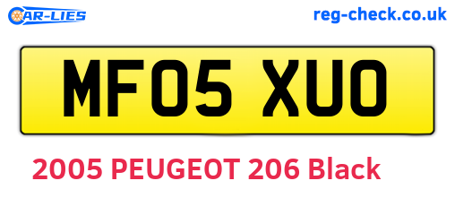 MF05XUO are the vehicle registration plates.