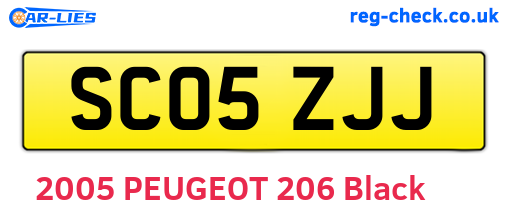 SC05ZJJ are the vehicle registration plates.