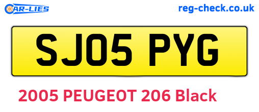 SJ05PYG are the vehicle registration plates.