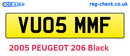 VU05MMF are the vehicle registration plates.