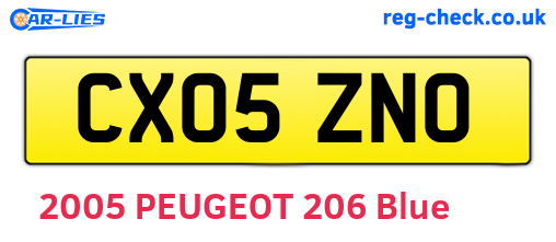 CX05ZNO are the vehicle registration plates.
