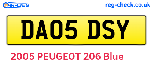 DA05DSY are the vehicle registration plates.