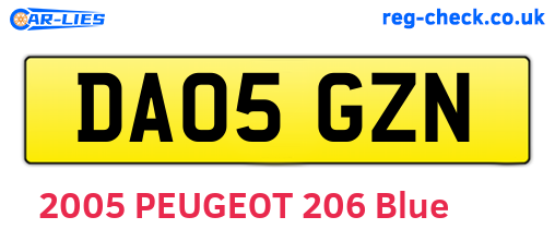 DA05GZN are the vehicle registration plates.