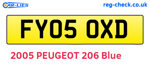 FY05OXD are the vehicle registration plates.