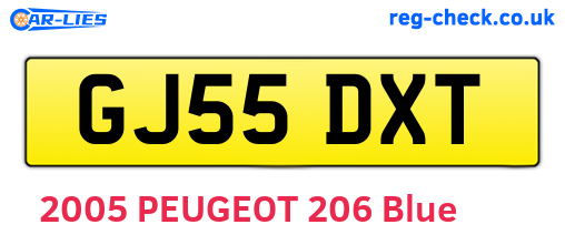 GJ55DXT are the vehicle registration plates.