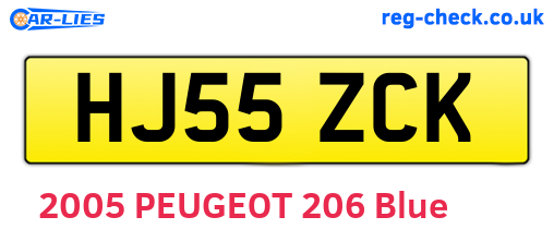 HJ55ZCK are the vehicle registration plates.