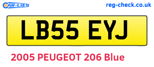 LB55EYJ are the vehicle registration plates.