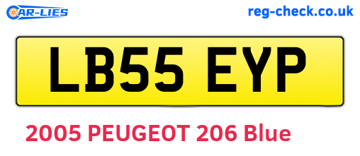 LB55EYP are the vehicle registration plates.