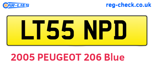 LT55NPD are the vehicle registration plates.