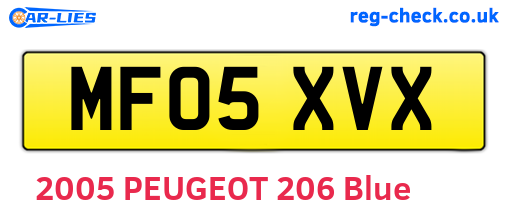 MF05XVX are the vehicle registration plates.