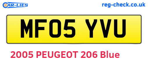 MF05YVU are the vehicle registration plates.