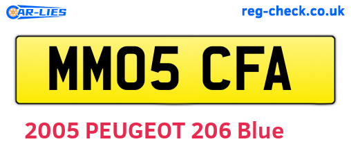 MM05CFA are the vehicle registration plates.