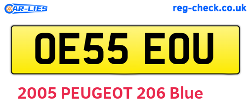OE55EOU are the vehicle registration plates.