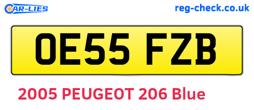OE55FZB are the vehicle registration plates.