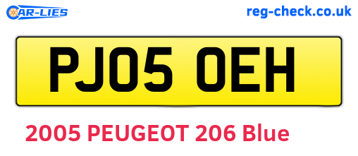 PJ05OEH are the vehicle registration plates.