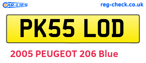 PK55LOD are the vehicle registration plates.