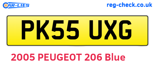 PK55UXG are the vehicle registration plates.
