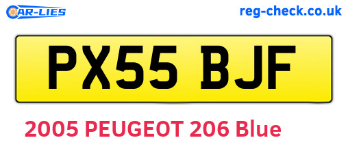 PX55BJF are the vehicle registration plates.