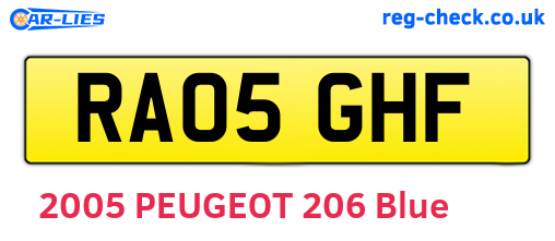 RA05GHF are the vehicle registration plates.