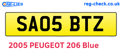 SA05BTZ are the vehicle registration plates.