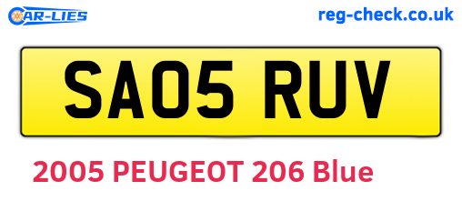 SA05RUV are the vehicle registration plates.