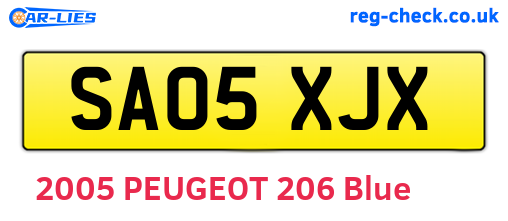 SA05XJX are the vehicle registration plates.
