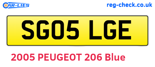 SG05LGE are the vehicle registration plates.