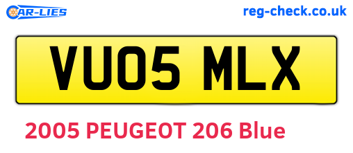 VU05MLX are the vehicle registration plates.