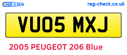 VU05MXJ are the vehicle registration plates.