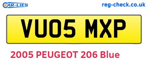 VU05MXP are the vehicle registration plates.