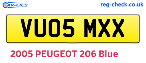 VU05MXX are the vehicle registration plates.