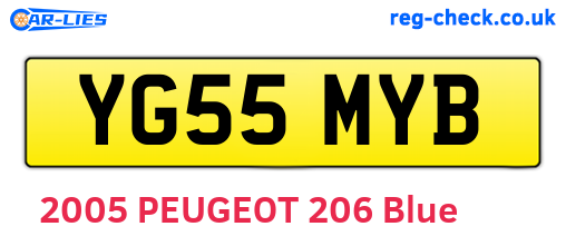 YG55MYB are the vehicle registration plates.