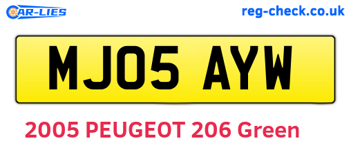 MJ05AYW are the vehicle registration plates.