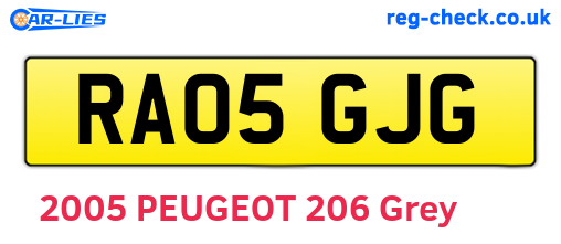 RA05GJG are the vehicle registration plates.