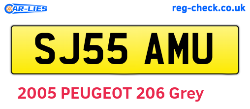 SJ55AMU are the vehicle registration plates.