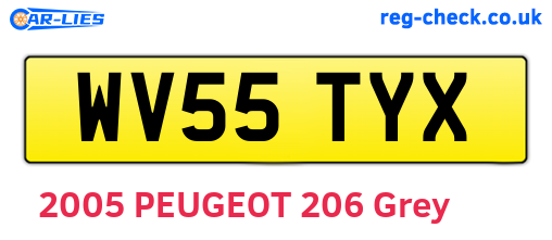 WV55TYX are the vehicle registration plates.