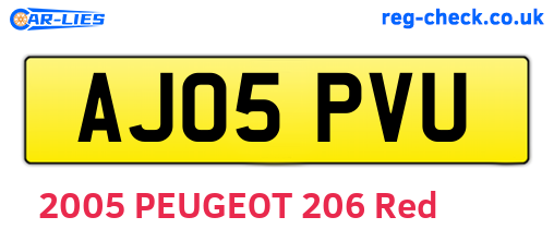 AJ05PVU are the vehicle registration plates.