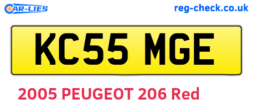 KC55MGE are the vehicle registration plates.